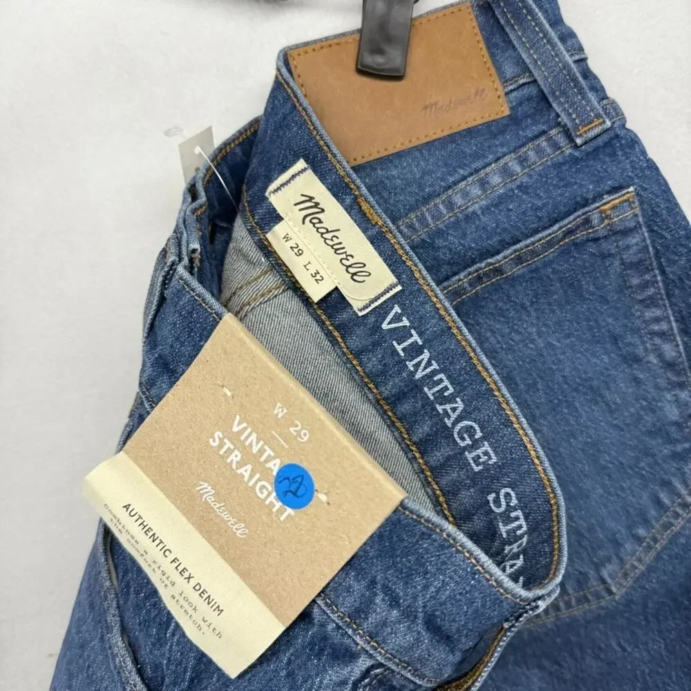 Madewell Jeans Men's 29x32 Blue Denim Vintage Straight Flex Medium Wash NEW